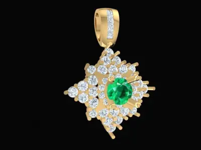 Luxury Star Shape Pendant with Diamond and Gemstone 292 3D print model