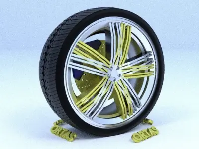 ORTAS CAR RIM 5 AND 6 GAME READY RIM TIRE AND DISC 3D Model Pack