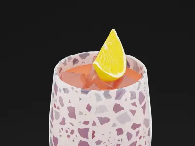 Red Lemon Cocktail Low-poly 3D model