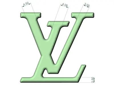 LV gold earrings 3D print model