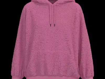 Female oversized raglan hoodie 3D model