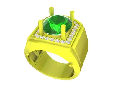 A7529 Korean Style Oval Diamond Men Ring 3D Model 3D print model