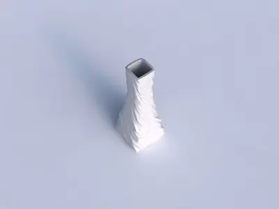 Vase squeezed rectangle with fine twisted organic cells 3D print model