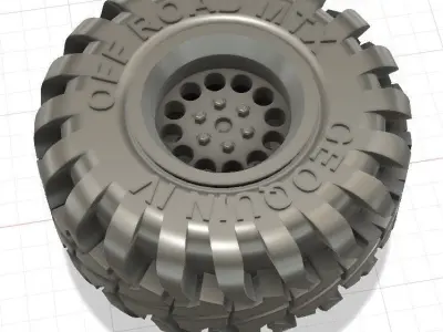 15in Super Wide Off Road Tire and Wheel Set for 3D Print 3D print model