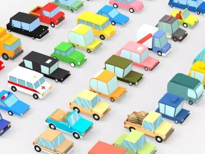 39 Cartoon Cars Collection 3D model