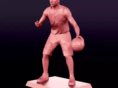 Basketball Player Figurine - Statue - Trophy - Lowpoly Polygonal 3D print model