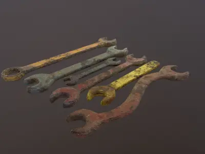 Wrench 001 Low-poly 3D model