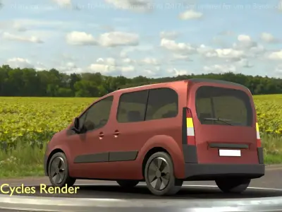 City Car 90 Utility Vehicles Van Type-D Brown Low-poly 3D model