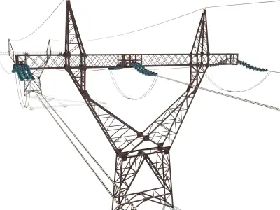 Electricity Pole 21 Weathered 3D model