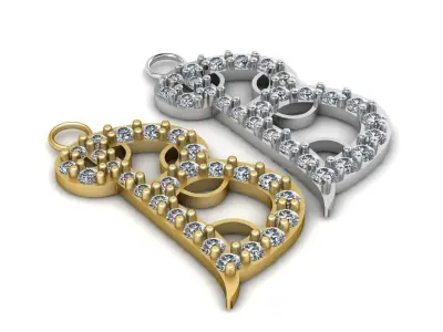 Alphabet B Pendant 3d Printable Model 3D print model