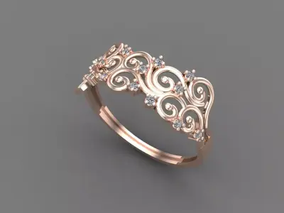 Womens Diamond Signet Ring Women Rings 3dmodels 3D print model 3D print model 59