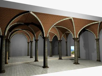 Vaulting 3-3    Romanic   750cm spaced   with thick curbs Low-poly 3D model