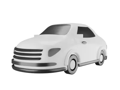 White Car Low-poly 3D model