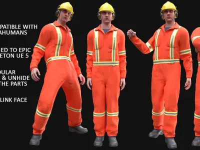 Miner-Worker - Modular - Rigged Low-poly 3D model