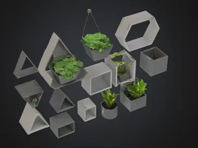 Modern Geometric Wall Planter Set  Free 3D print model