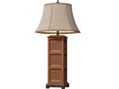 Wood Aged Arabic Oriental Nightstand bedside Eastern Table Lamp 3D model