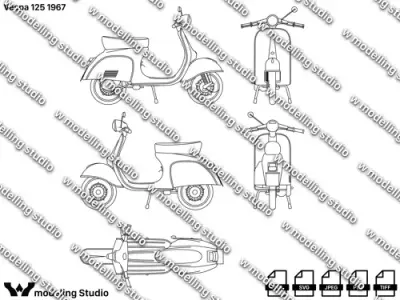 Vespa 125 1967 blueprint Texture
