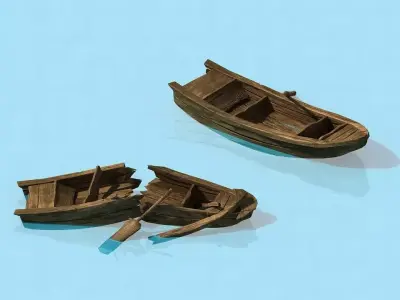 Game Traffic - Small wooden boat 3D model