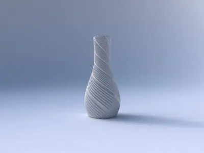 Vase curved with twisted extruded lines 3D print model