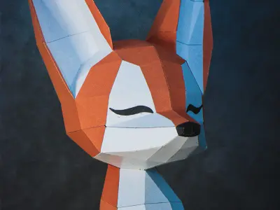 Fox papercraft DIY PDF pepakura origami template low poly 3D model