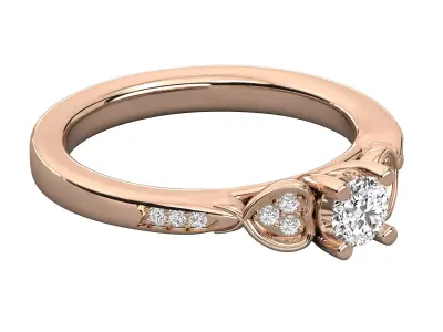 Heart Side Accent Solitaire Ring CAD Design Luxury Model 3D print model