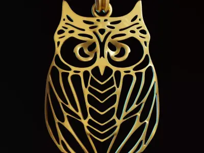 Owl Stylized Wireframe Pendant Amulet Necklace 3D print model