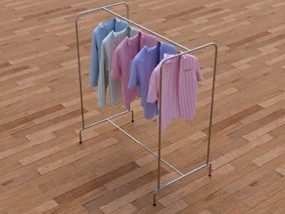 Textured Hanged shirts Rack 3D model