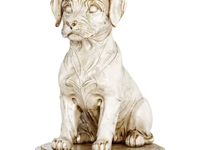 Classic Dog Sculpture 3d print and game ready Low-poly 3D model