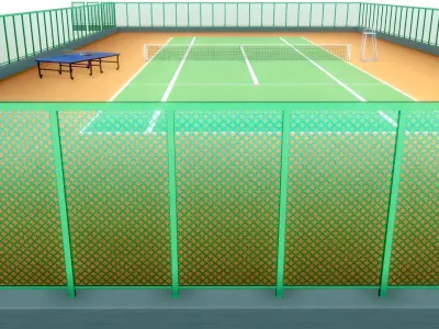 Anime Tennis Court Low-poly 3D model