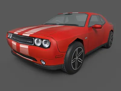 Low Poly Classic Muscle Car 3D Model Blender Low-poly 3D model
