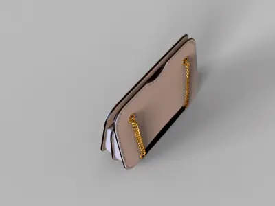 Handbag with gold hardware 3D model
