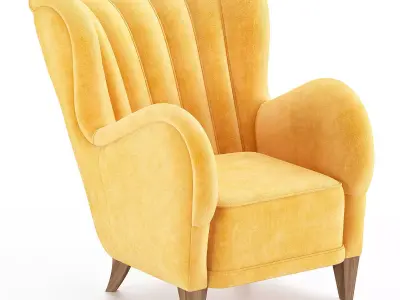 Scandinavian Modern Club Chair Low-poly 3D model