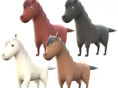 Lowpoly Animal Cartoon - Horse Low-poly 3D model