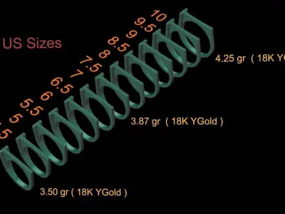 alphabet jewelry ring diamond letter T 3D print model