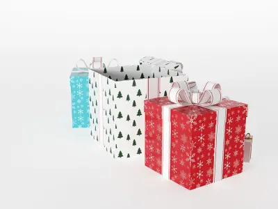 Classic Christmas gift boxes 3D model