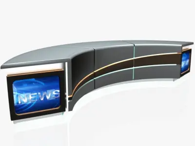 Virtual TV Studio News Desk 4 3D model