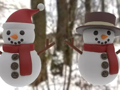 Snowman pack Low-poly 3D model