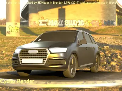 City Car 7 SUV Type-B Black  Low-poly 3D model