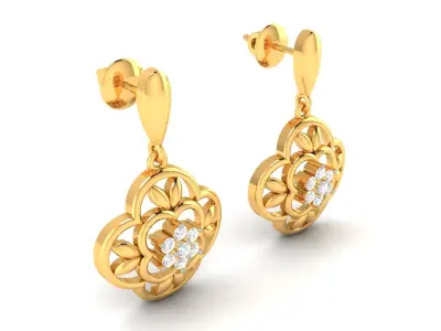 Diamond Earring 3D print model 2