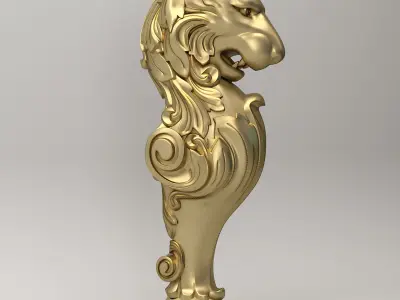 Lion Carved Balustrade 3D model