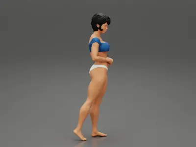 Beautiful young slim girl wearing bikini standing 3D print model