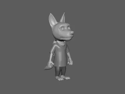  Cartoon Young-Wolf- base mesh Low-poly 3D model