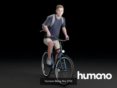 Humano 5-PACK - PEOPLE - BIKING RIDING BIKE - 5x 3d models 07B