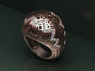 diamond ring  3D print model 9