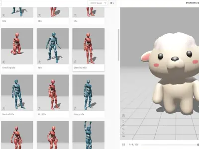 Chubby Sheep Animated for Games Low-poly 3D model