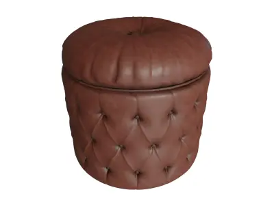 Round Tufted Ottoman with Storage 3D model