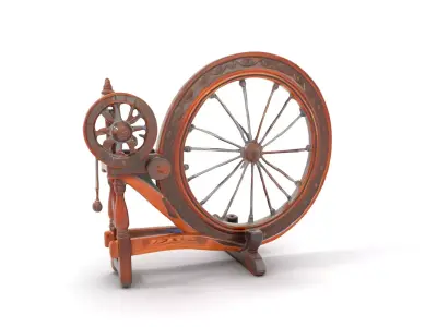 Antique Spinning Wheel model pack Low-poly 3D model