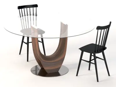 Axis Pacini And Cappellini Tavoli Table with Chair 3D model