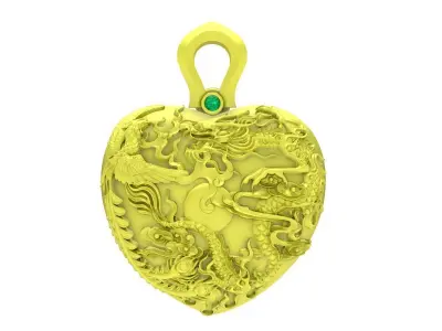 Luxury Dragon Heart Pendant for Jewelry 4010 3D print model