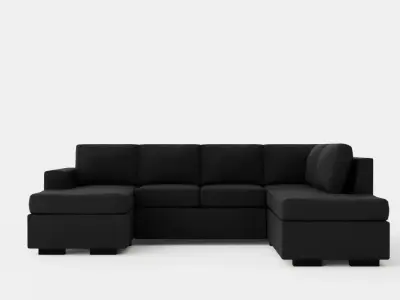 Crazy U Sofa Small Divan Left Black Artificial Leather Low-poly 3D model